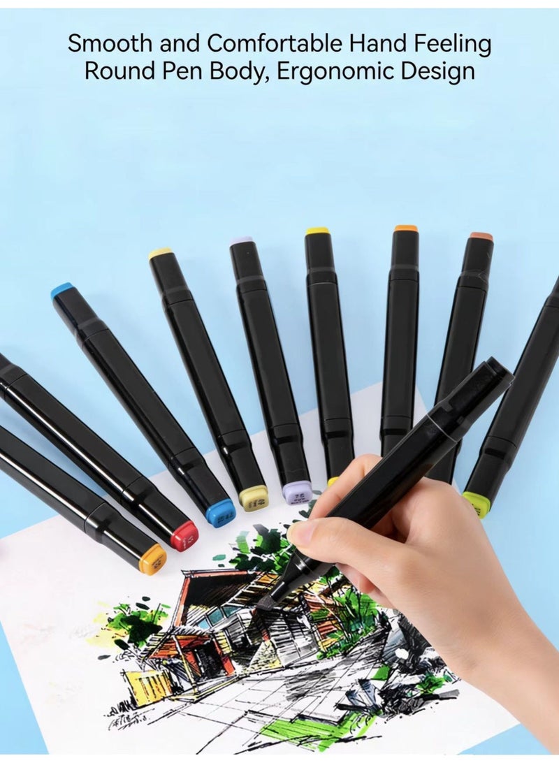 Vibrant Quick-Dry Art Markers with Dual Tips, Safe Oil-Based Coloring Set for Children's Early Education - Image 3