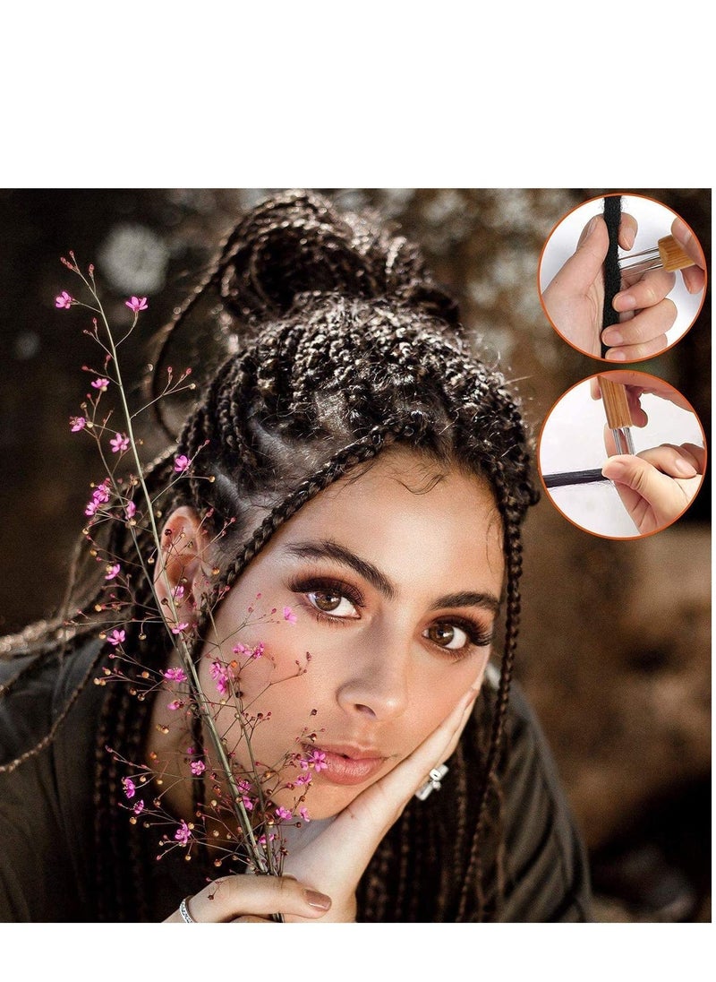 Y&D - Crochet Hook Tool, Dreadlocks Needle Weaving for Braid Craft, Steel, with Bamboo Handle Interlocking Needles Hair Accessories Braids - Image 1