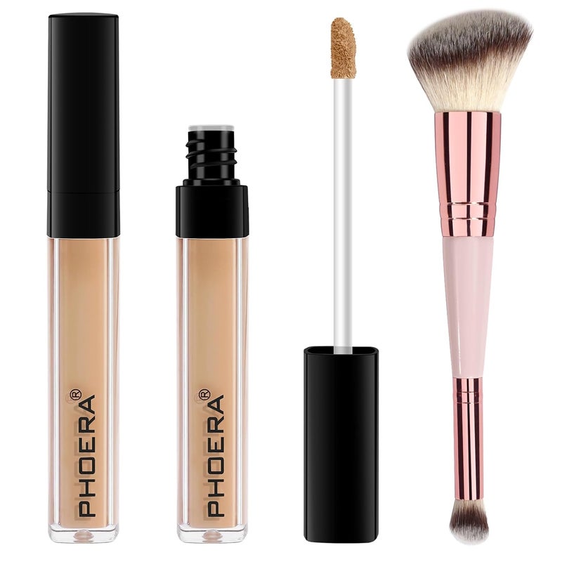 PHOERA Concealer Lightweight Full Coverage Long Lasting Corrects Hydrates Highlights Matte Finish AllDay Wearwith Concealer Brush 103BEIGE