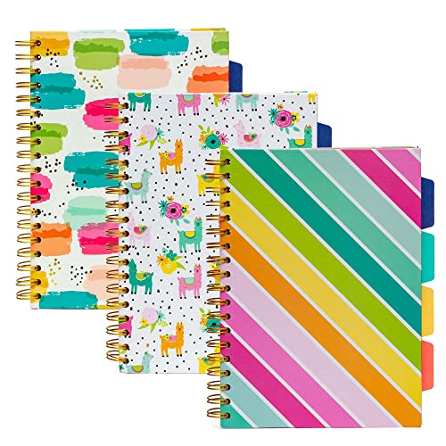 Pukka Pad, Carpe Diem 5-Subject Double Spiral Bound Notebook 3-Pack with Repositionable Dividers - 200 Pages of 80GSM Paper with Perforated Edges – Color Wash, B5 10 X 7in - Image 1