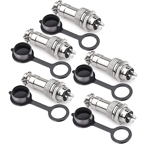 DIYhz GX12 4 Pins Panel Metal Mount Circular Metal Aviation Connector Adapter Male Female Plug Socket with Waterproof Cap (5 Pcs) - Image 1
