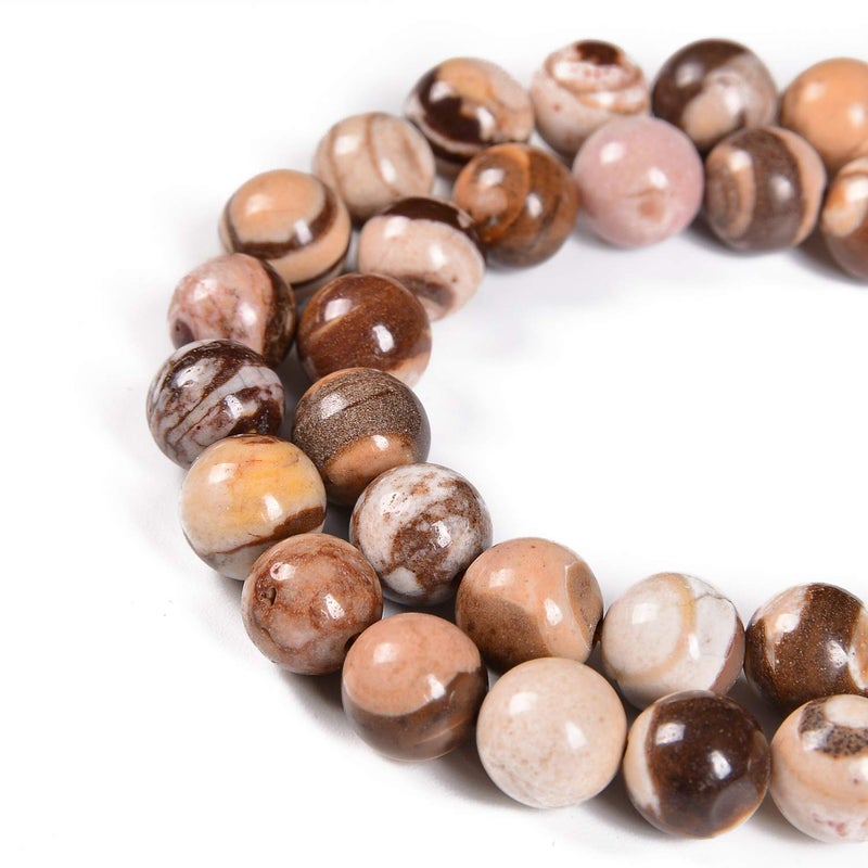 Nancybeads 45pcs 8mm Natural Brown Zebra Gemstone Round Spacer Loose Stone Beads for Jewelry Making 15.5" 1 Strand (Brown Zebra, 8mm 45Beads) - Image 3