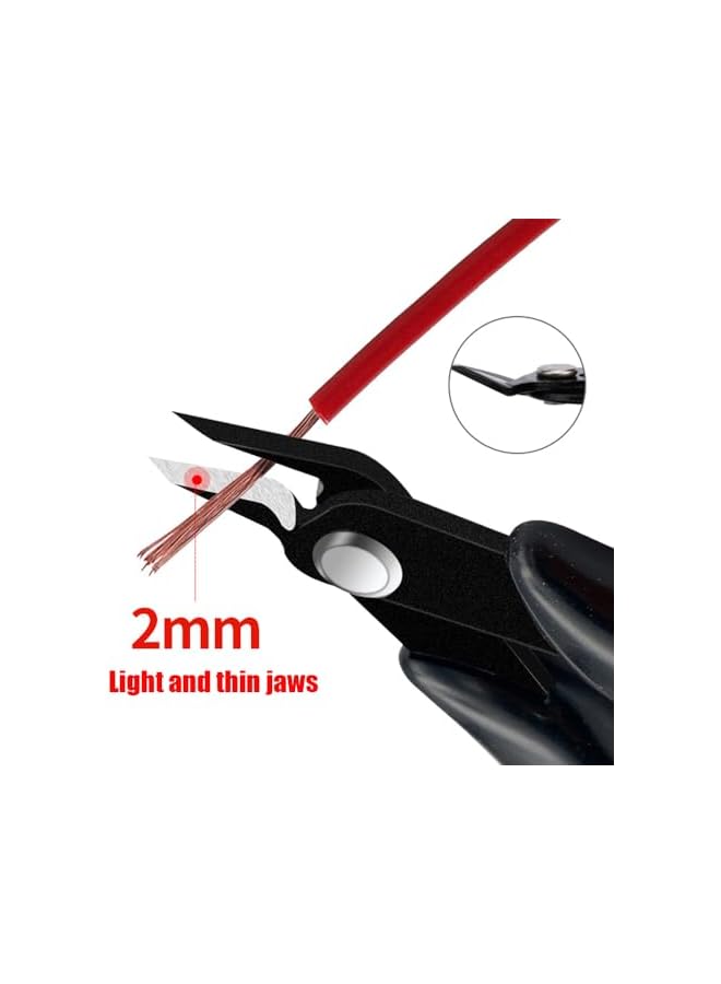 PROMASS Flush cutters, 2 Pack Small Wire Cutter 5-Inch Precision Tool Sprue Cutter for 3d Print, Jewelry Making, Electronics, Black - Image 3
