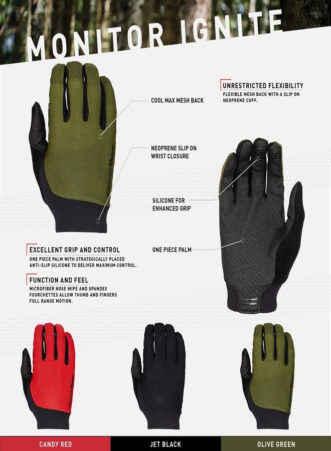 Lizard Skins Monitor Ignite Long Finger Cycling Gloves - 3 Colors Unisex Road Bike Gloves (Crimson RED, X-Large) - Image 2