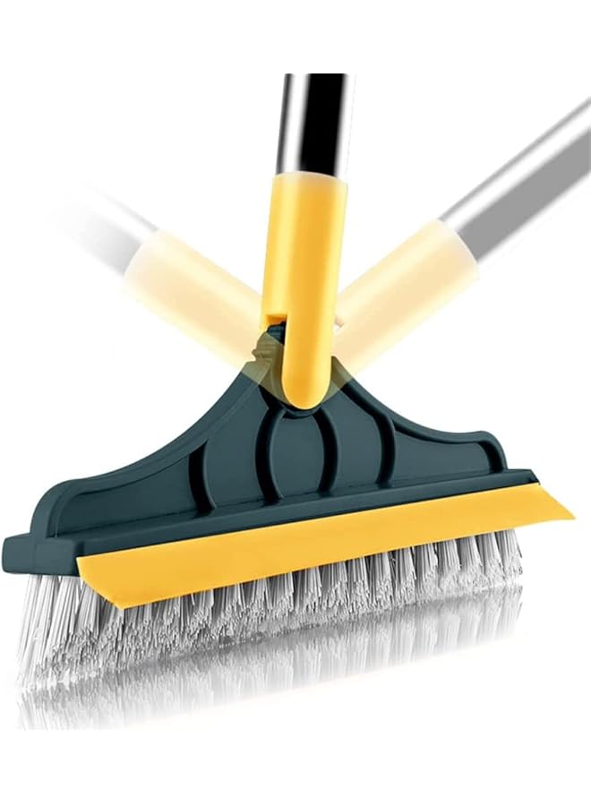promass Cleaning Brush with Long Handle, 2 in 1 Floor Scrub Brush Stiff Bristle Brush Scrubber with Squeegee, Shower Scrubber Kit with 100cm Extendable Handle for Bathroom, Bathtub and Ceramic Tile - Image 1