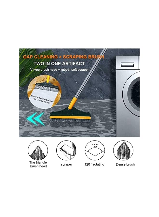 promass Cleaning Brush with Long Handle, 2 in 1 Floor Scrub Brush Stiff Bristle Brush Scrubber with Squeegee, Shower Scrubber Kit with 100cm Extendable Handle for Bathroom, Bathtub and Ceramic Tile - Image 4