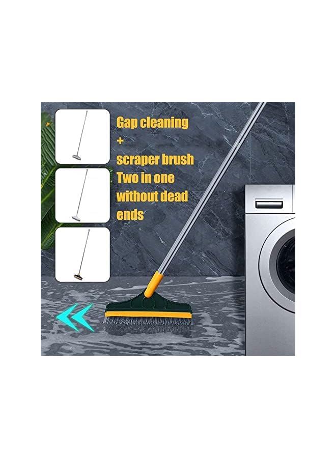promass Cleaning Brush with Long Handle, 2 in 1 Floor Scrub Brush Stiff Bristle Brush Scrubber with Squeegee, Shower Scrubber Kit with 100cm Extendable Handle for Bathroom, Bathtub and Ceramic Tile - Image 2