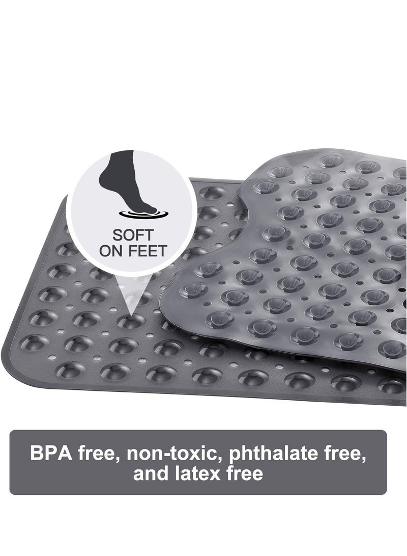 Non-Slip and Extra Large Bath Tub Shower Mat -40 x 16in, Light Black  - Image 5