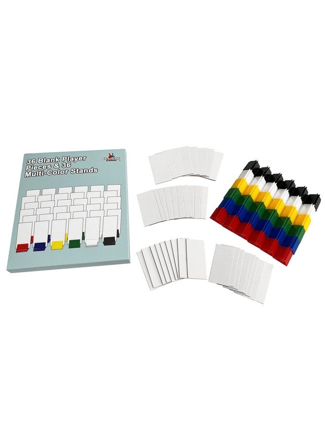 Apostrophe Games 36 Blank Board Game Stand Up Player Pieces with Multi-Color Card Stands, Board Game Accessories - Image 1