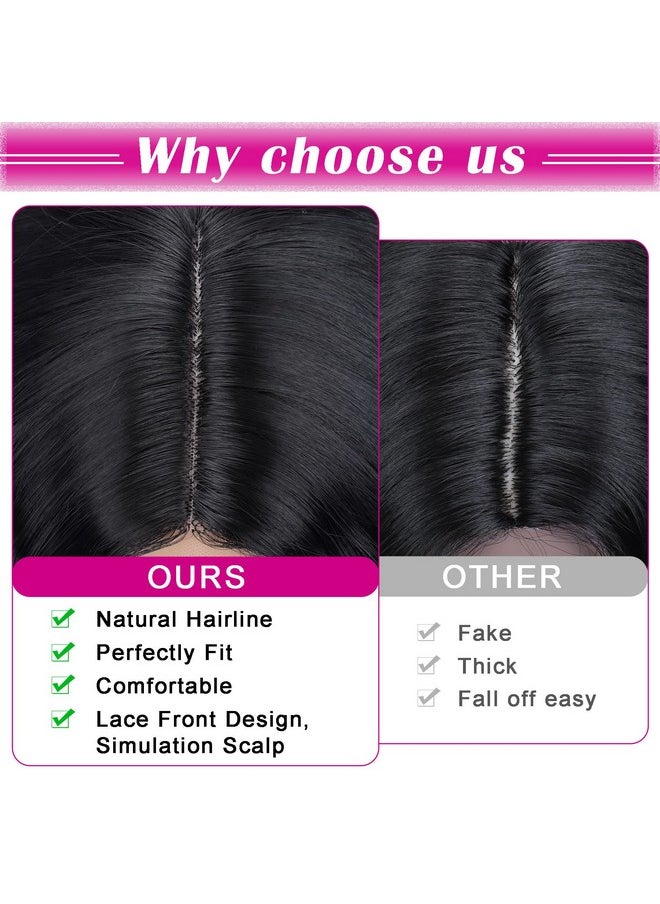 Mairead - 28'' Curly Wig Long Synthetic Wigs For Black Women Loose Deep Wave Lace Front Wig 4'' Simulated Scalp Middle Part Natural Crimps Curls Hair Replacement Wigs - Image 1