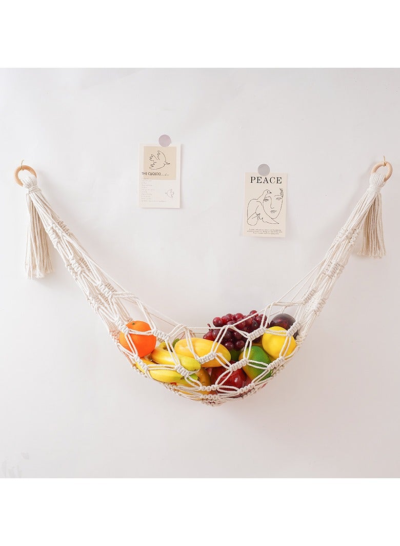 General Plush toy storage net pocket hand-knitted lace hammock bohemian tapestry children's room wall storage bag  - Image 1