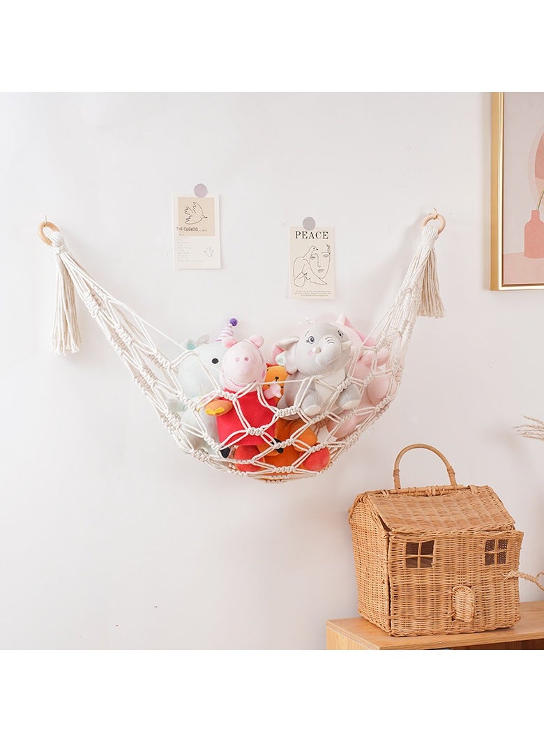 General Plush toy storage net pocket hand-knitted lace hammock bohemian tapestry children's room wall storage bag  - Image 2