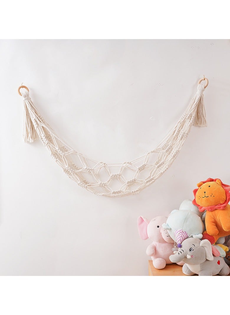 General Plush toy storage net pocket hand-knitted lace hammock bohemian tapestry children's room wall storage bag  - Image 3