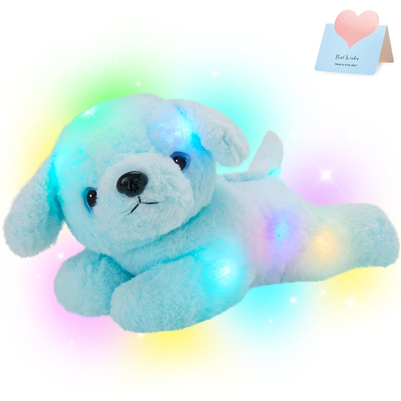 Glow Guards 15 Blue Light up Puppy Dog Stuffed Animal Soft Plush Toy Pillow with LED Night Lights Glow Bedtime Pal Christmas Childrens Day Birthday Gifts for Toddler Kids - Image 2