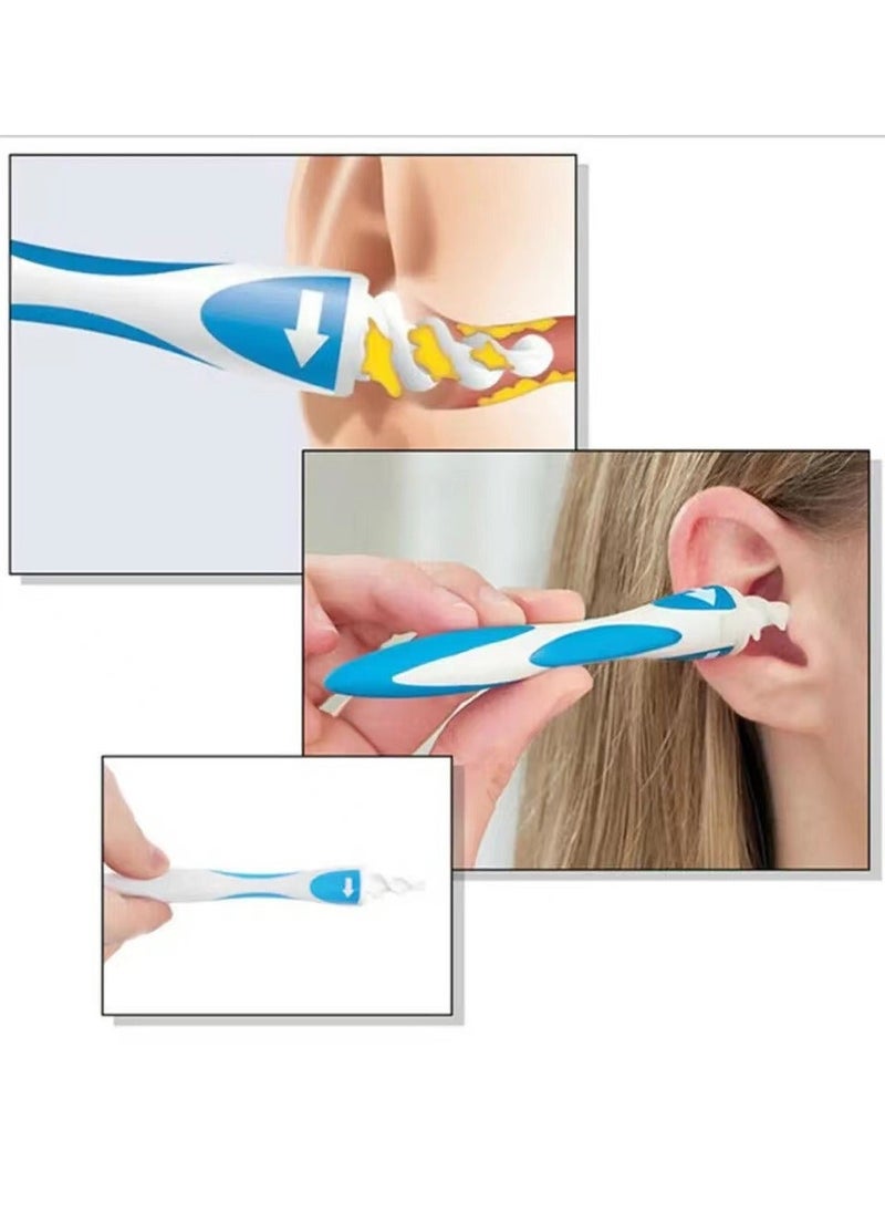 Generic - Q-Grips Earwax Removal-Spiral Earwax Remover Tool,Reusable Twist Earwax Removal Kit Safe Silicone Ear Cleaner with 16 Pcs Soft and Flexible Replacment Heads for Adults and Kids (Blue) - Image 1