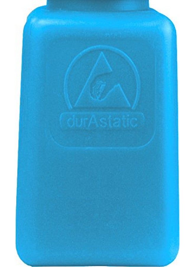 MENDA 35283 One Touch Stainless Steel Liquid Dispenser Pump, ESD Safe durAstatic Square Bottle, 6 oz, High Density Polyethylene/Stainless Steel, Blue - Image 2