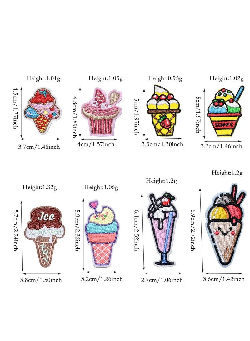 Embroidered Iron on Patches, 32 Pcs Ice Cream Sew On Applique Patches for Clothing, Cartoon Candy Cake Donut Patch for Clothing Sew On Set, Iron on Patches for Jeans Dress Hats Bags Arts Crafts - Image 5