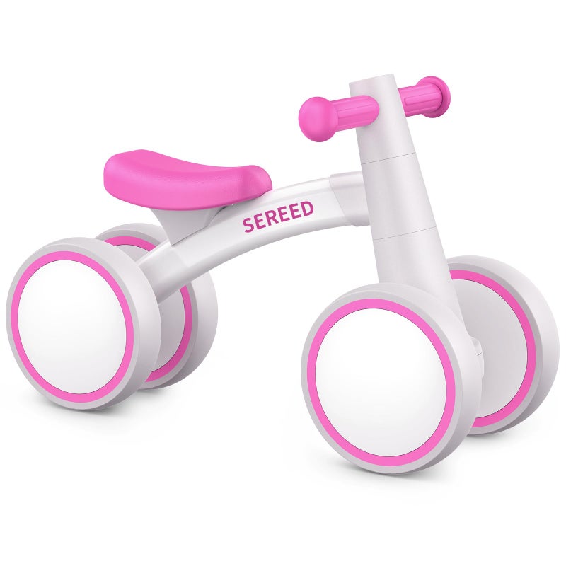 SEREED Baby Balance Bike for 1 Year Old Boys Girls 1224 Month Toddler Balance Bike 4 Wheels Toddler First Bike First Birthday Gifts Rose