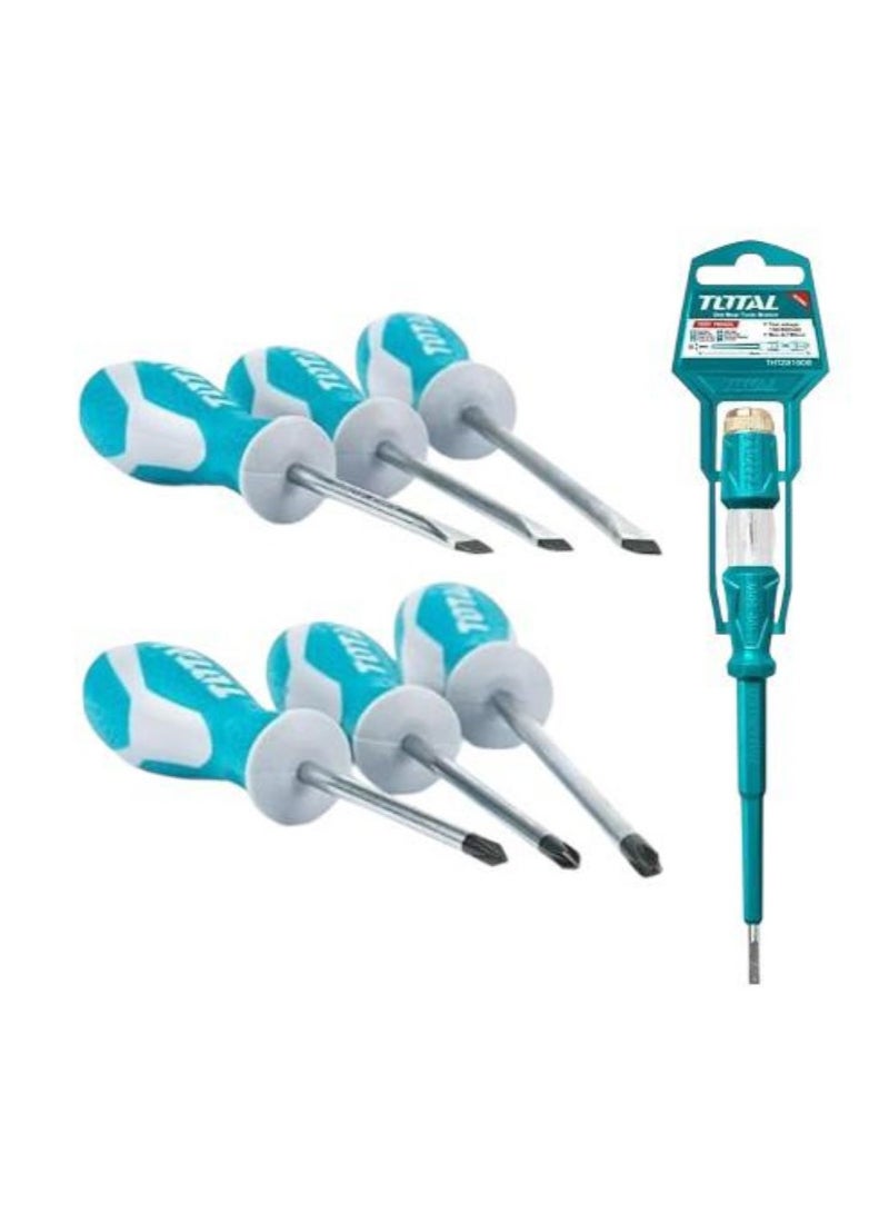 TOTAL 6-Piece Multi-Size Screwdriver Set with Electrical Tester - Image 1