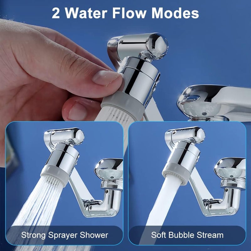 OneNine 1440° Rotating Faucet Extender Aerator, Universal Splash Filter Faucet for Kitchen Sink Bathroom, 1440 Big Angle Swivel Faucet Aerator Sink Face Wash Attachment with 2 Water Outlet Modes - Image 3