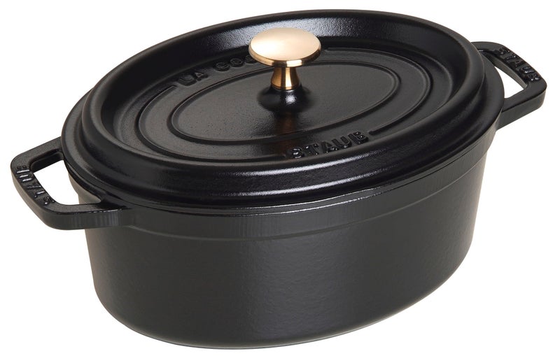 Staub La Cocotte Oval 40500-231 Staub Pico Cocotte Oval Black 9.1 inches (23 cm) Both Handed Casting, Enameled Pot, Induction Compatible - Image 1