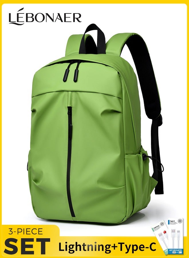 lebonaer 20L leather material breathable shoulder strap colorful backpack, can accommodate 15.6-inch laptop, large capacity, multiple compartments, with natural pleats, student, outdoor, leisure bag - Image 1