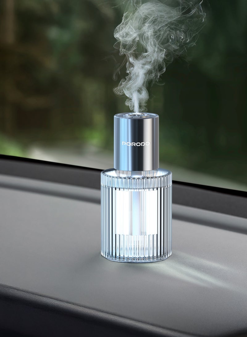 porodo Lifestyle Grasse Smart Aroma Diffuser with Ambient RGB Light 120mL / Air Diffuser 200mAh / 4 Spray Modes / Humidifier Diffuser / Stylish Glass Finish - Clear - Image 3