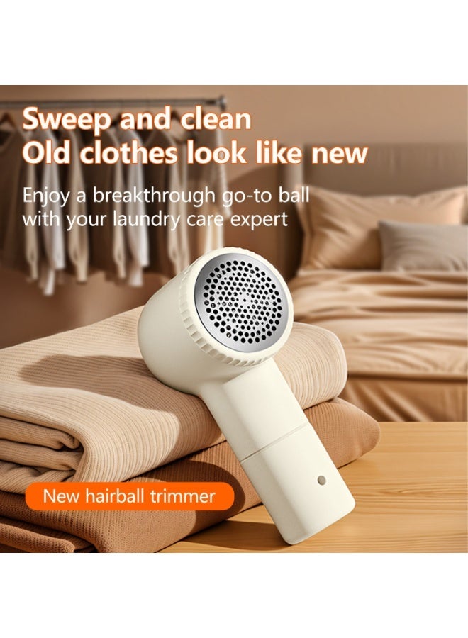 Fabric Shaver with 6 Stainless Steel Blades, USB Rechargeable Lint Remover, Low Noise, Strong Suction, Electric Defuzzer for Clothes, Sweaters, Blankets & Furniture, Portable, One-Button Operation – Beige - Image 1