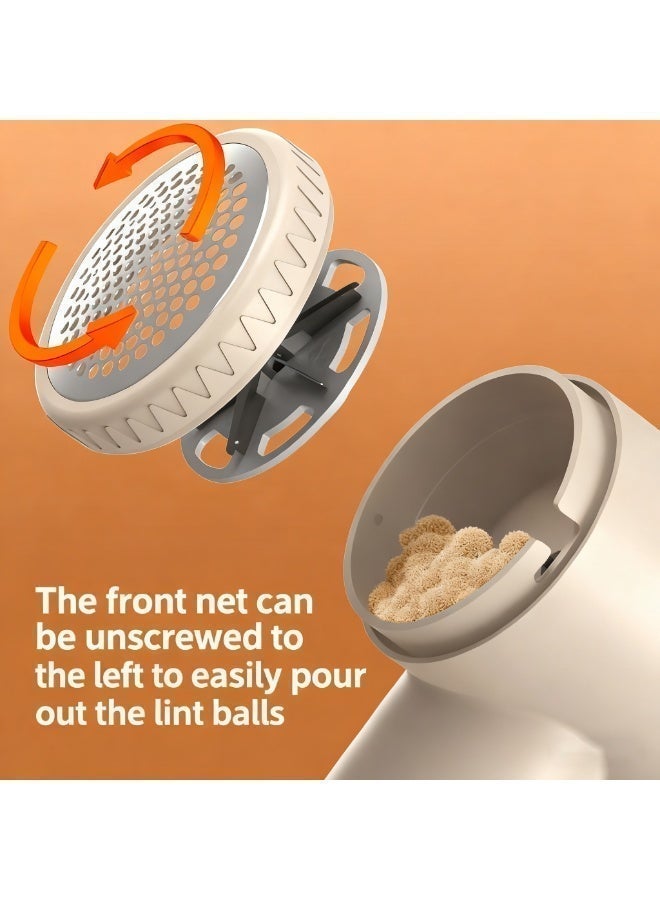 Fabric Shaver with 6 Stainless Steel Blades, USB Rechargeable Lint Remover, Low Noise, Strong Suction, Electric Defuzzer for Clothes, Sweaters, Blankets & Furniture, Portable, One-Button Operation – Beige - Image 5