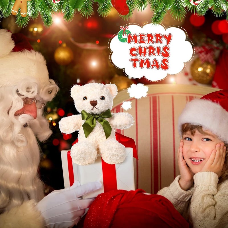 Luckam 9 Pcs Lovely Bear Stuffed Animals, 10 Inch Soft Plush Stuffed Bears Toy Bulk with Bow Tie for Kids Boys Girls Graduation Baby Shower Birthday Party Gift Favors (Light Brown, White) - Image 5