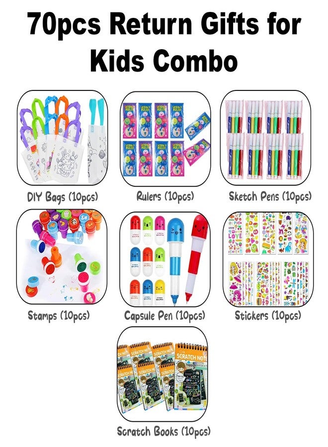 SNAPTRON Return Gifts For Kids -70Pcs Return Gift For Kids Birthday 10 sets each with Goody Bags| Bulk Return Gifts For Kids Age 4 5 6 7 8| Kids Return Gifts for Birthday| Best Kids Gift items - Image 2
