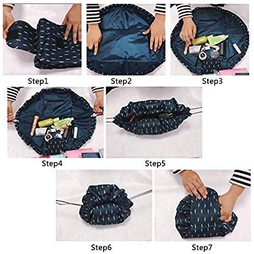 Kalitus Drawstring Waterproof Cosmetic Bag for Women Blue - Image 3