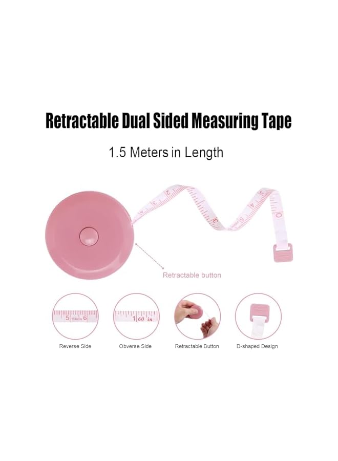 promass Measuring Tape Retractable, 10 Pack Double Sided Soft Fabric Tape Measure 150 cm/ 60 in, Small Mini Push Button Sewing Measurement Tape Set for Sewing Tailor Craft Cloth Body Measuring Tape - Image 3
