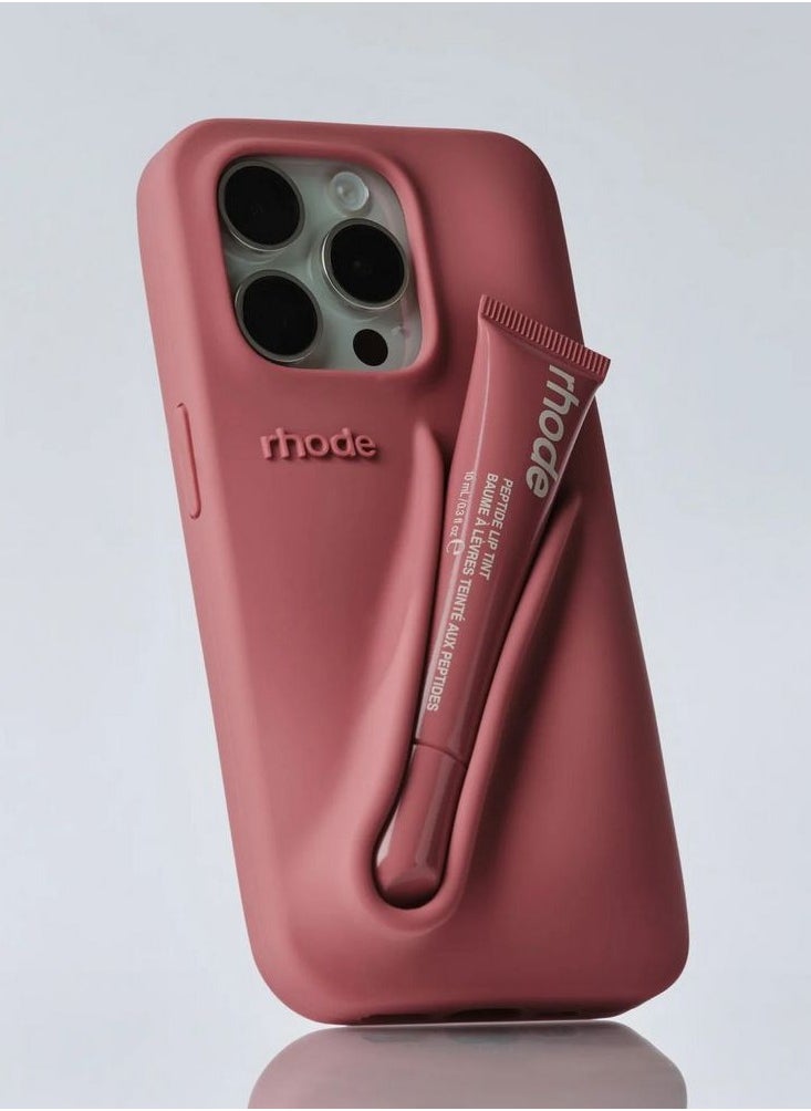 Rhode iPhone 15 plus Case with Lip Gloss ,Mobile phone case Lipstick Set (Salty Tan), Shockproof, scratch-resistant, portable, Rhode Applicable to iPhone 15 plus