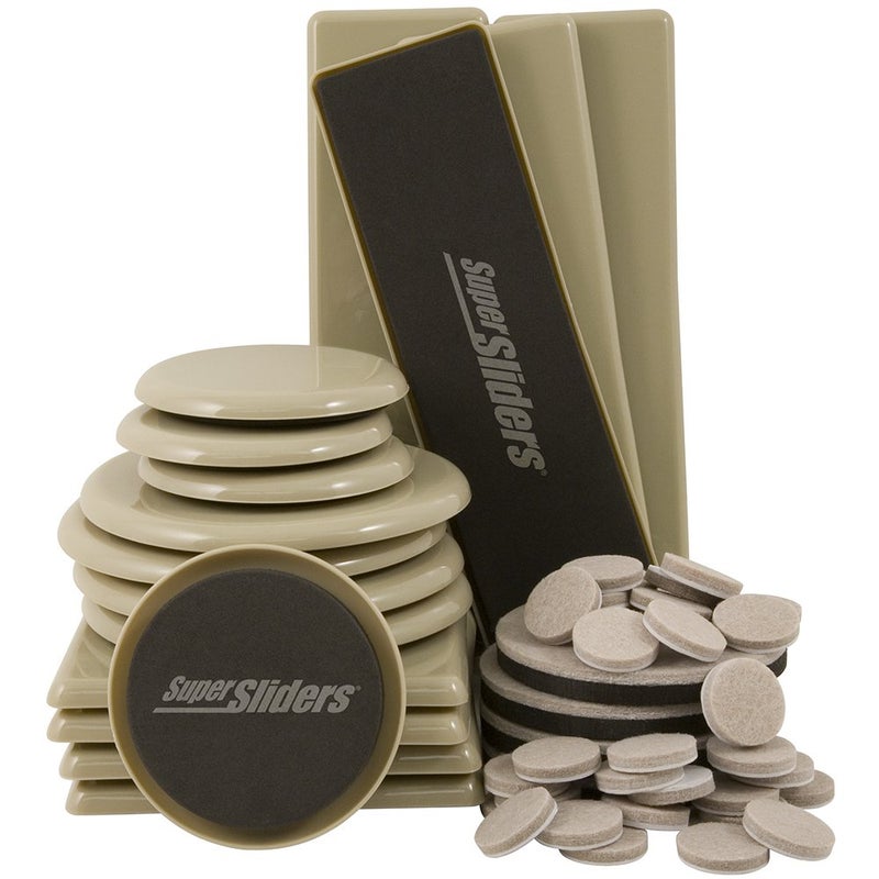 SUPER SLIDERS SuperSliders 4912895N Reusable Furniture Moving Kit for All Floor Types â€“ Move Heavy Furniture Quickly and Easily Across Carpeted and Hard Floor Surfaces with Furniture Sliders (52 Piece Kit) - Image 1
