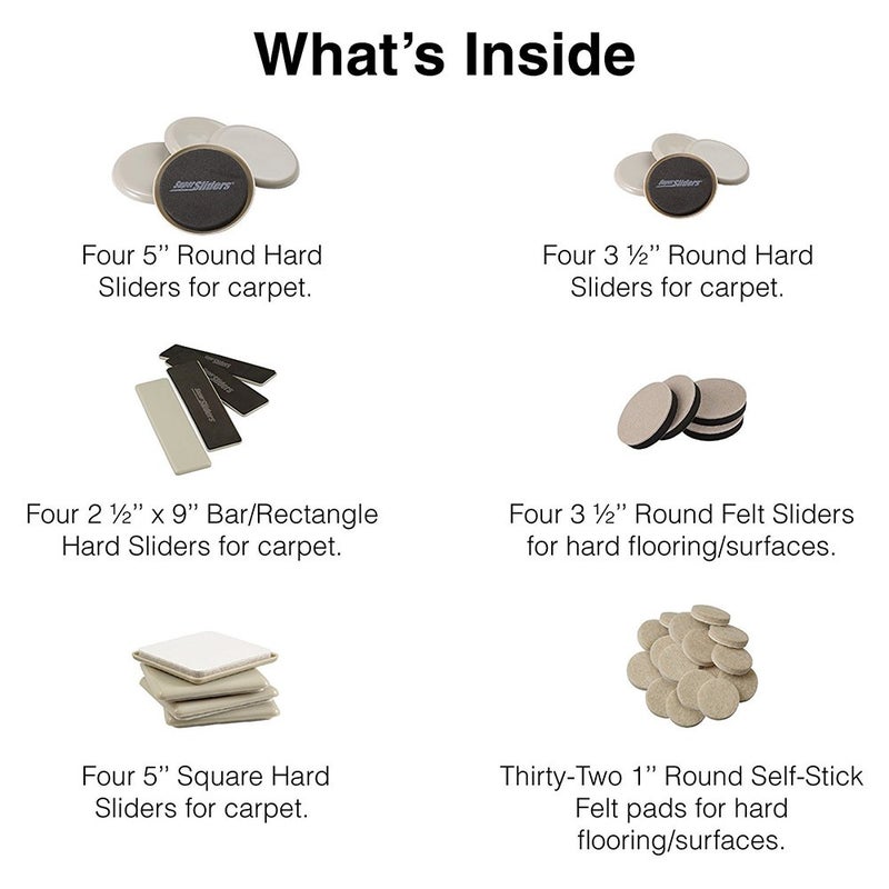 SUPER SLIDERS SuperSliders 4912895N Reusable Furniture Moving Kit for All Floor Types â€“ Move Heavy Furniture Quickly and Easily Across Carpeted and Hard Floor Surfaces with Furniture Sliders (52 Piece Kit) - Image 2