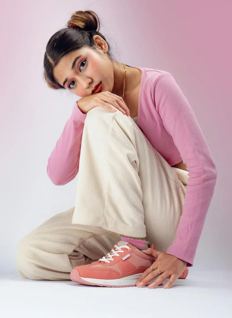 Bacca Bucci Blush Pink TAMRA Low-Top Trendy and Durable Sneakers for Women | Best Price UAE