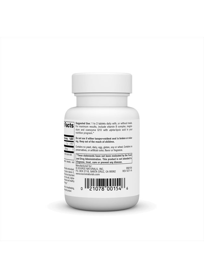 Source Naturals حمض ألفا ليبويك يدعم عملية التمثيل الغذائي للسكر الصحية، وظيفة الكبد وتوليد الطاقة* - 100 ملغ - 60 قرص - Image 3