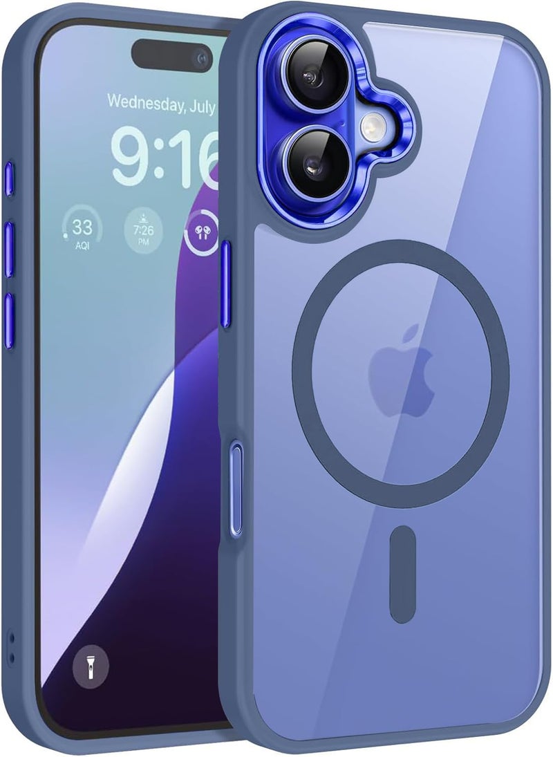 DIZORO Compatible iPhone 16 Case,Compatible with MagSafe, Non Yellow Military-Grade Drop Protection & Hard PC Back Cover Slim Transparent Anti-Scratch Shockproof Phone Case - Blue, - Image 1