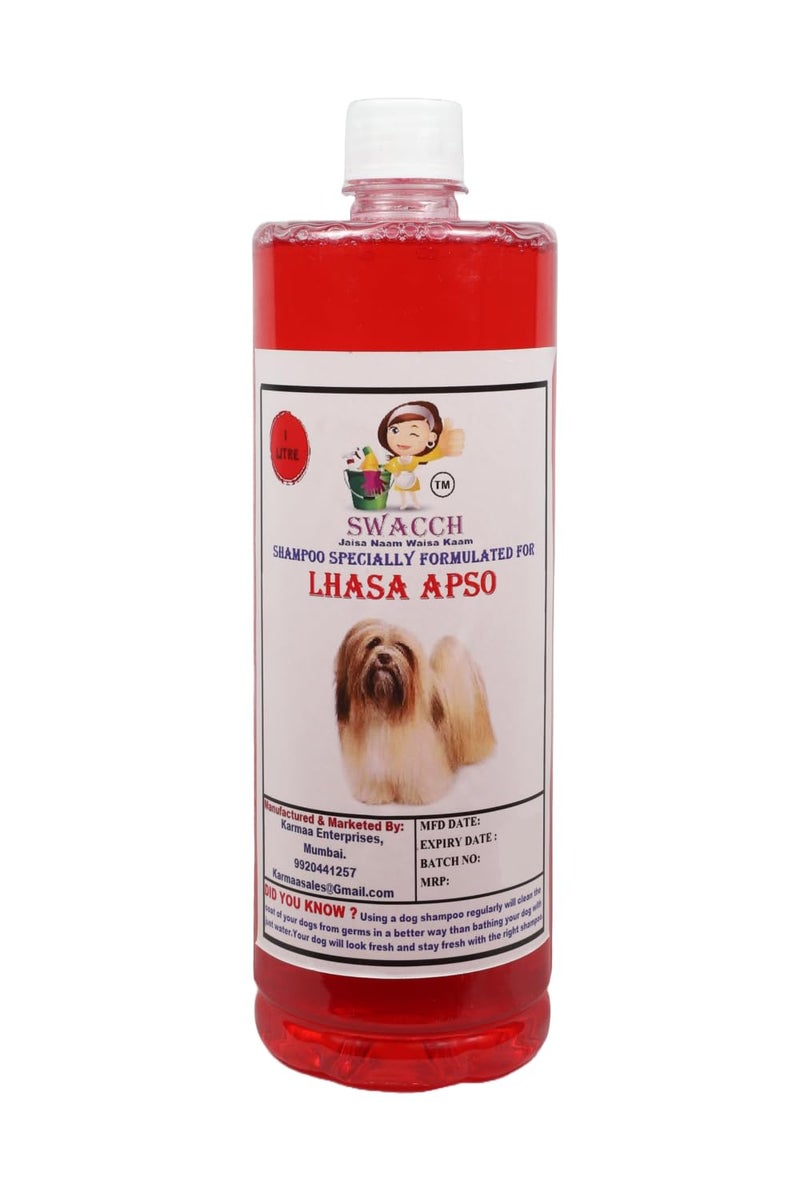 swacch Shampoo | Puppy Safe Shampoo | PH Balanced | Lhasa Apso Dog Shampoo 1 Litre Jasmine + | Rubber Bath Brush with Adjustable Straps | Pet Massage | Soothing Bristles Hand Brush I Combo Pack - Image 1