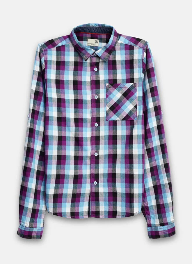 بونكيدز BONKIDS Boys Tartan Checks Opaque Checked Casual Shirt