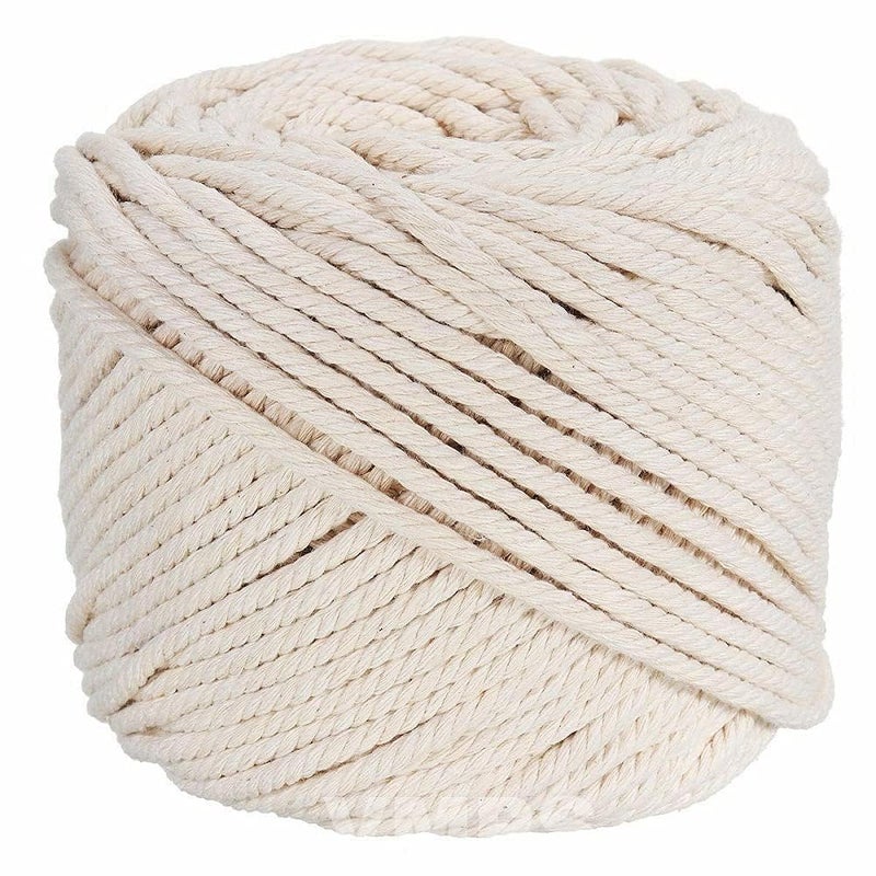 NEWZON Compatible for Macrame Cord 5mm x 100 Meters Natual Cotton Rope 3 Strand Twisted Cotton Cord for Handmade Plant Hanger Wall Hanging Craft Making - Image 4