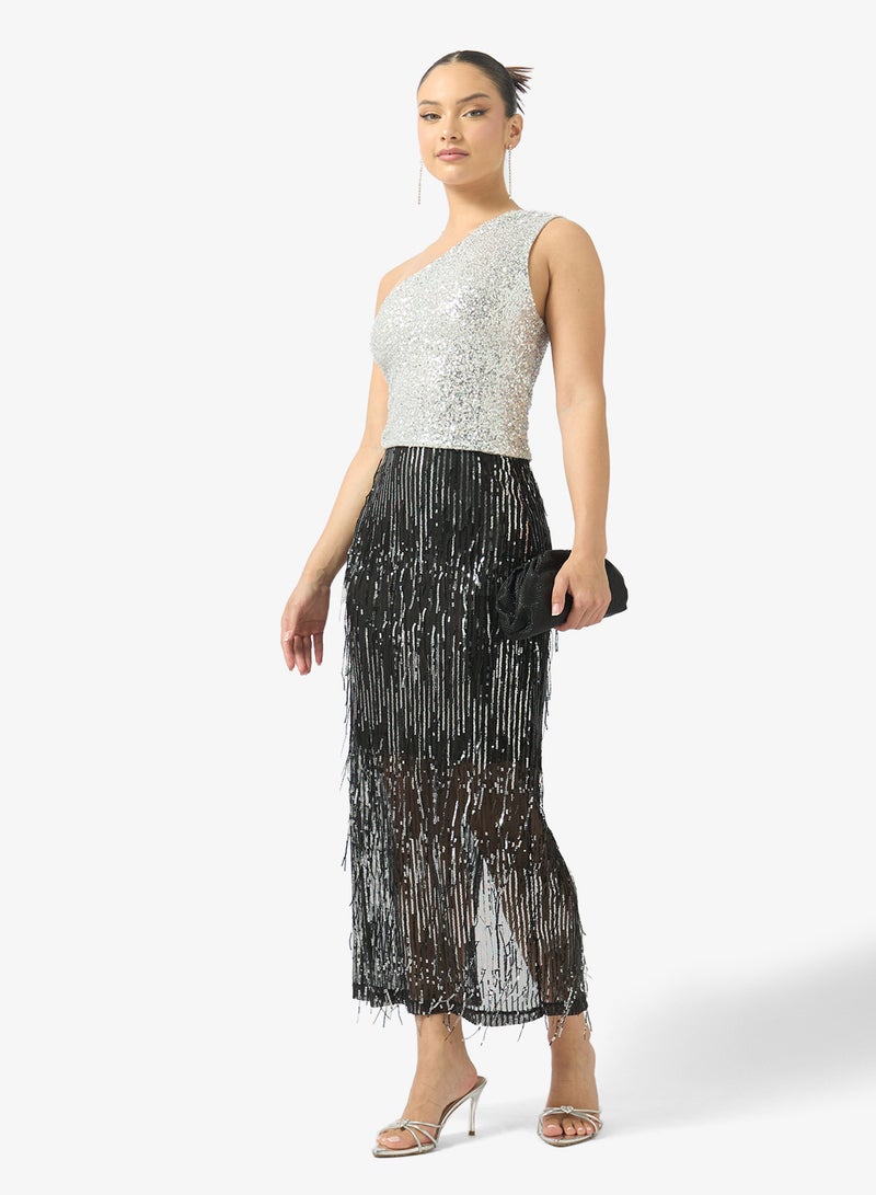 جينجر بلوزة ترتر بكتف واحد - Image 4