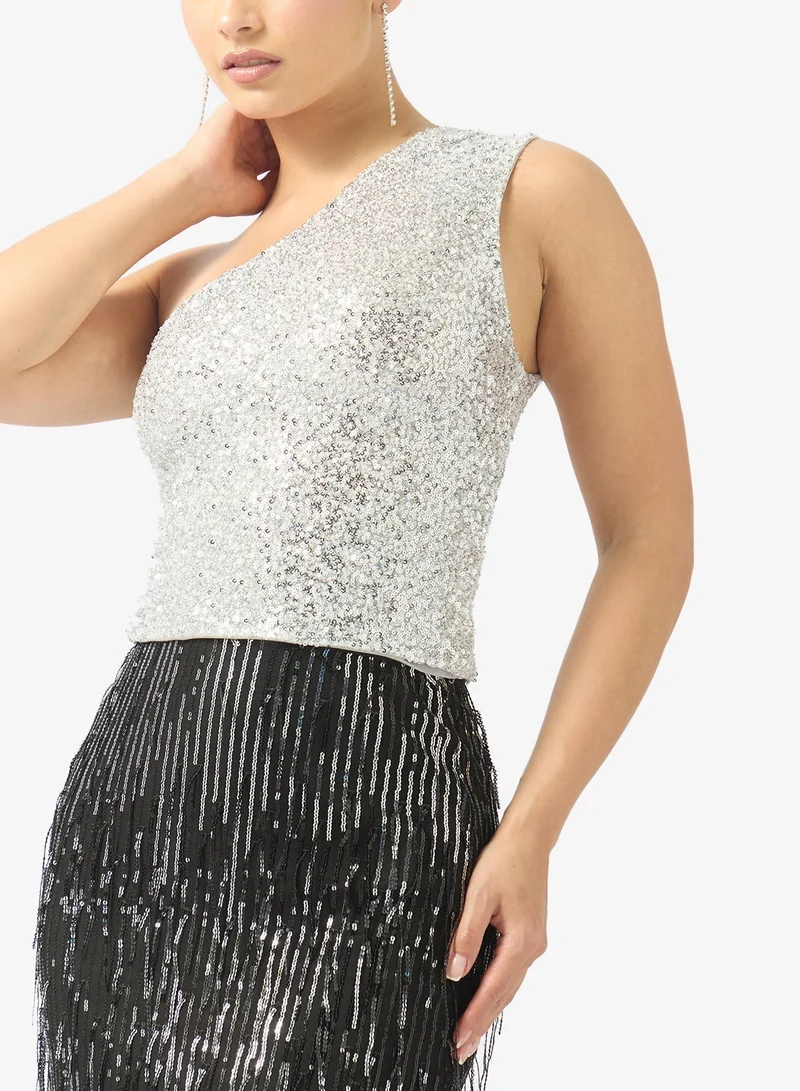 Ginger One Shoulder Sequin Embellished Top