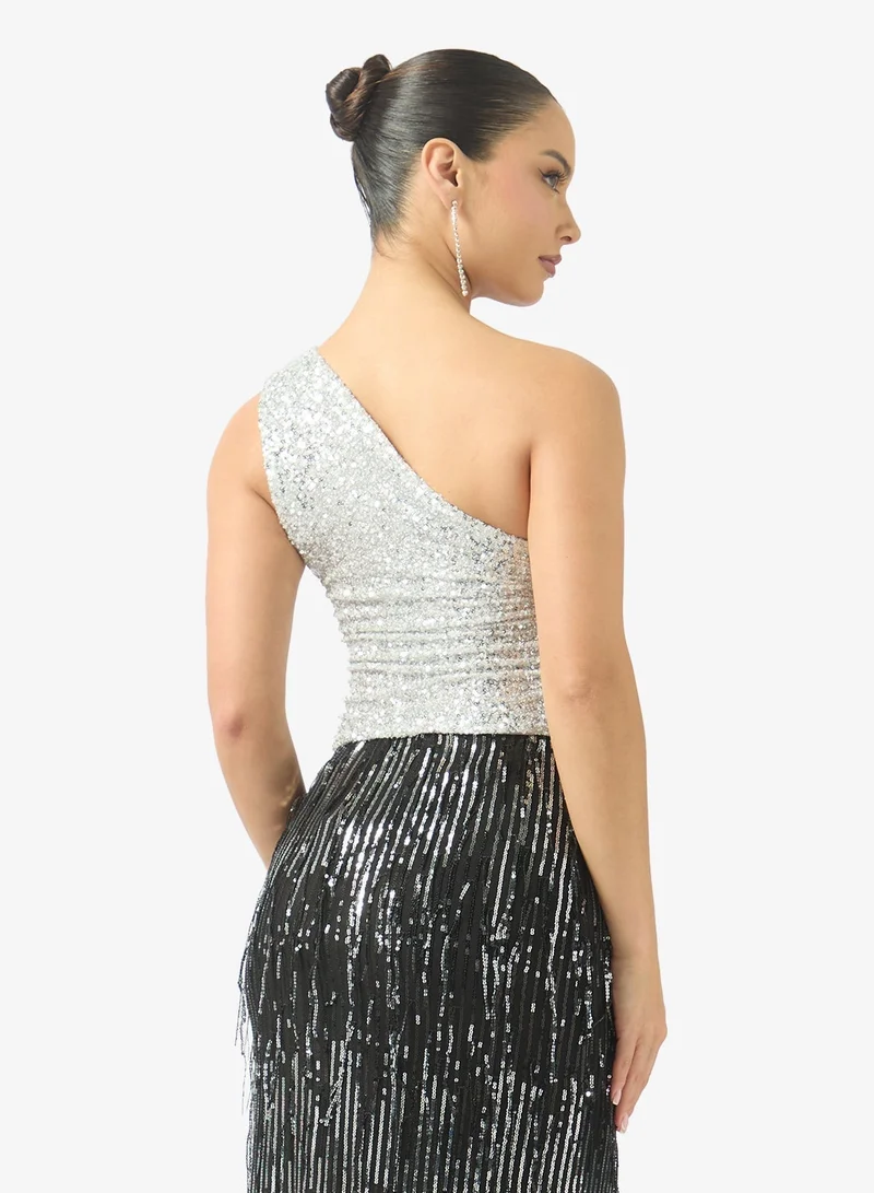Ginger One Shoulder Sequin Embellished Top