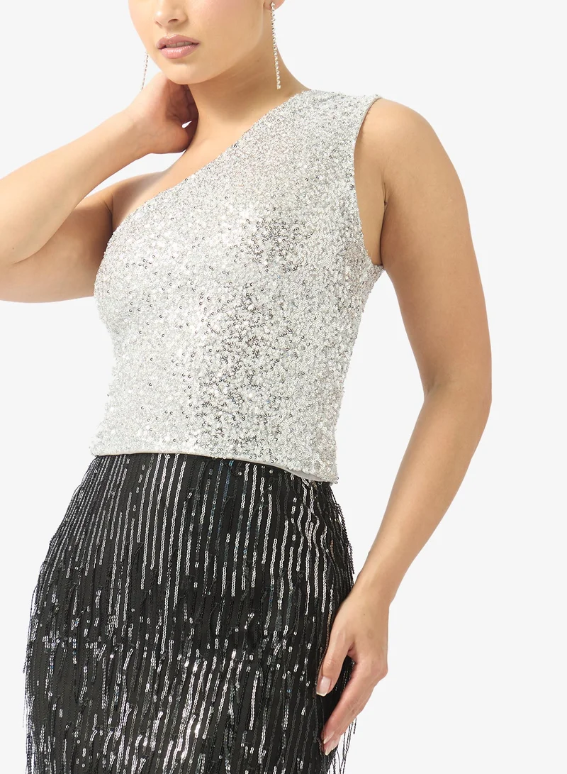 Ginger  One Shoulder Sequin Embellished Top for Women | Best Price UAE