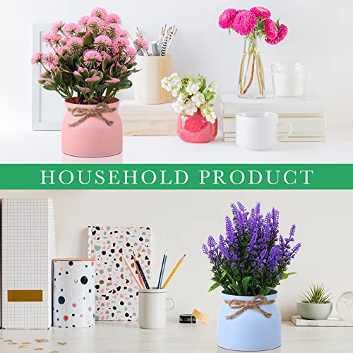 Cindeer 8 Pcs Artificial Potted Flowers Fake Potted Plants Plastic Faux Flowers for Home Decor Indoor Small Artificial Plants in Pots for Wedding Home Desk Tabletop Outdoor Office Kitchen - Image 5