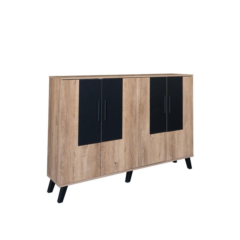 Baity 2-compartment wooden shoe cabinet, Malaysian-made, 5-level storage - wood with black - Image 2