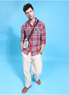 The Indian Garage Co Men Regular Fit Checkered Full Sleeves Cutaway Collar Double Flap Pocket Street Wear Over Shirt  - Image 5