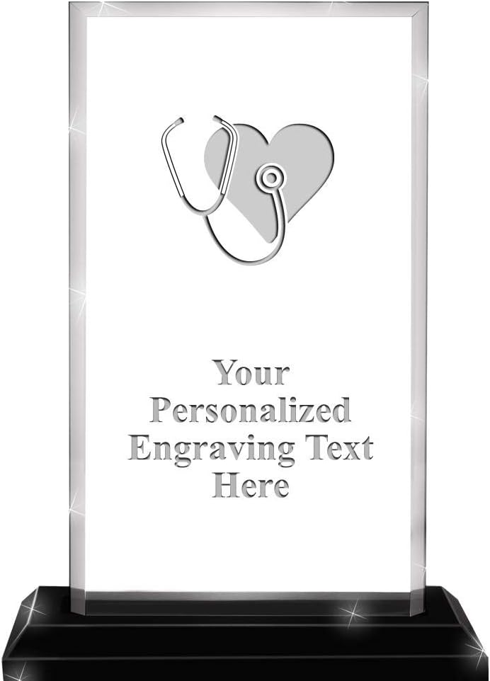 Crown Awards Nursing with Heart Arcylics  6 Billboard Acrylic Award Nursing with Heart Presentation Trophy Engraving Included Prime - Image 1